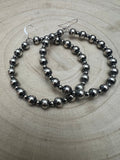 6mm & 3mm Sterling Pearl Hoop Earrings — 2 inch Drop - Rooted & Reckless Co.