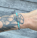 6mm Sterling Pearl and Turquoise Stretch Bracelet - Rooted & Reckless Co.