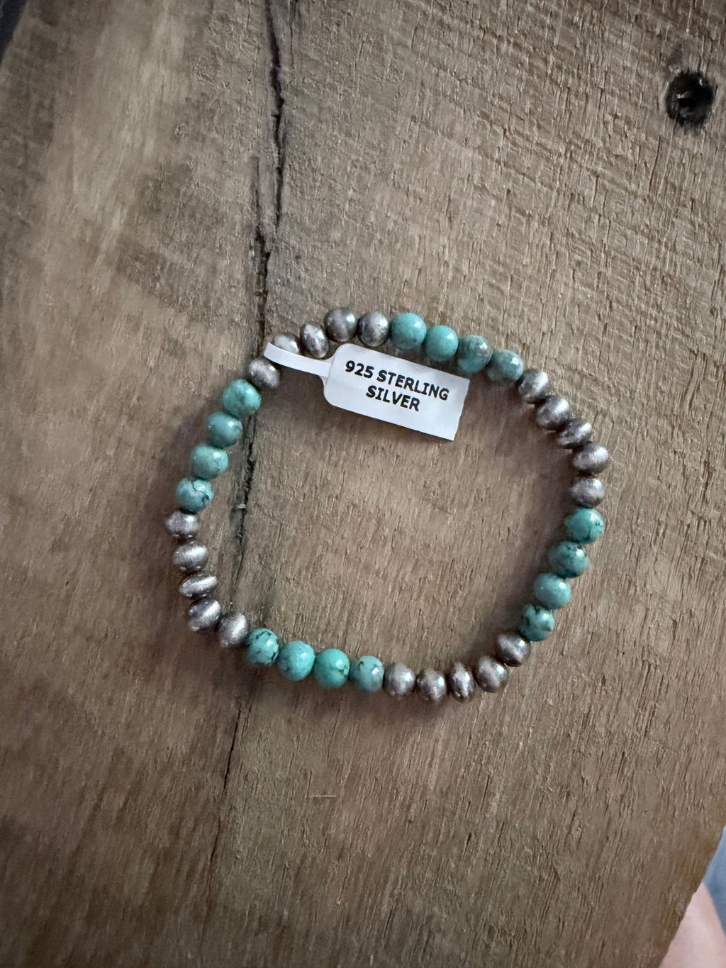 6mm Sterling Pearl and Turquoise Stretch Bracelet - Rooted & Reckless Co.