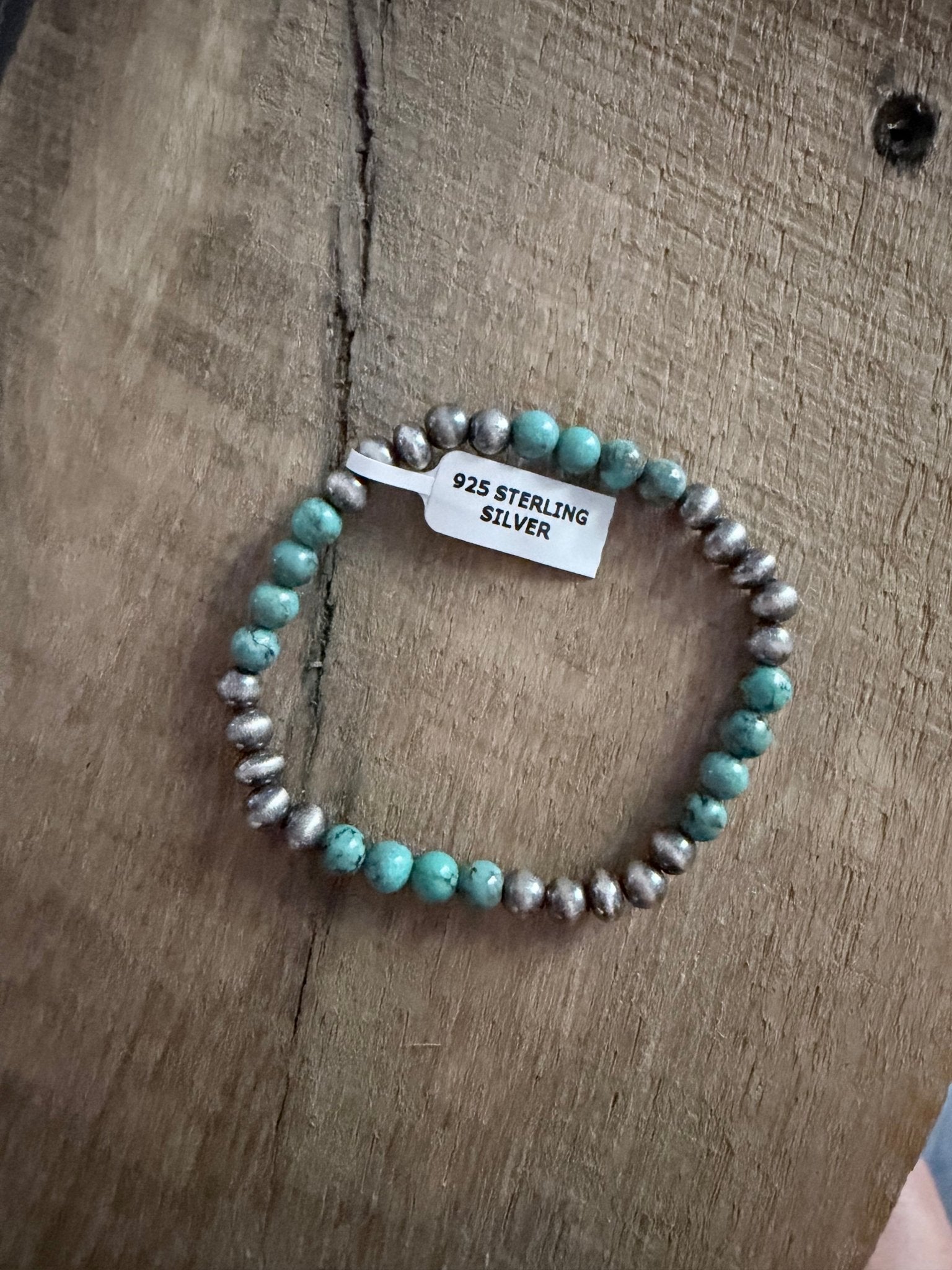 6mm Sterling Pearl and Turquoise Stretch Bracelet - Rooted & Reckless Co.