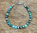 7” ombré turquoise and sterling pearl bracelet - Rooted & Reckless Co.