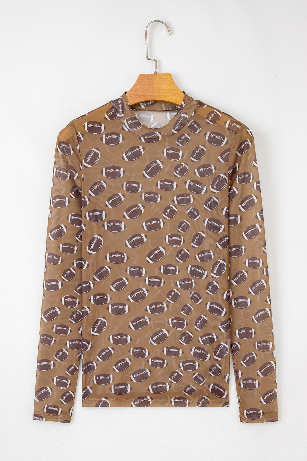 Game Day Football Sheer Mesh Long Sleeve Top