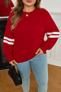 Plus Size Varsity Stripe Crew Neck Sweatshirt