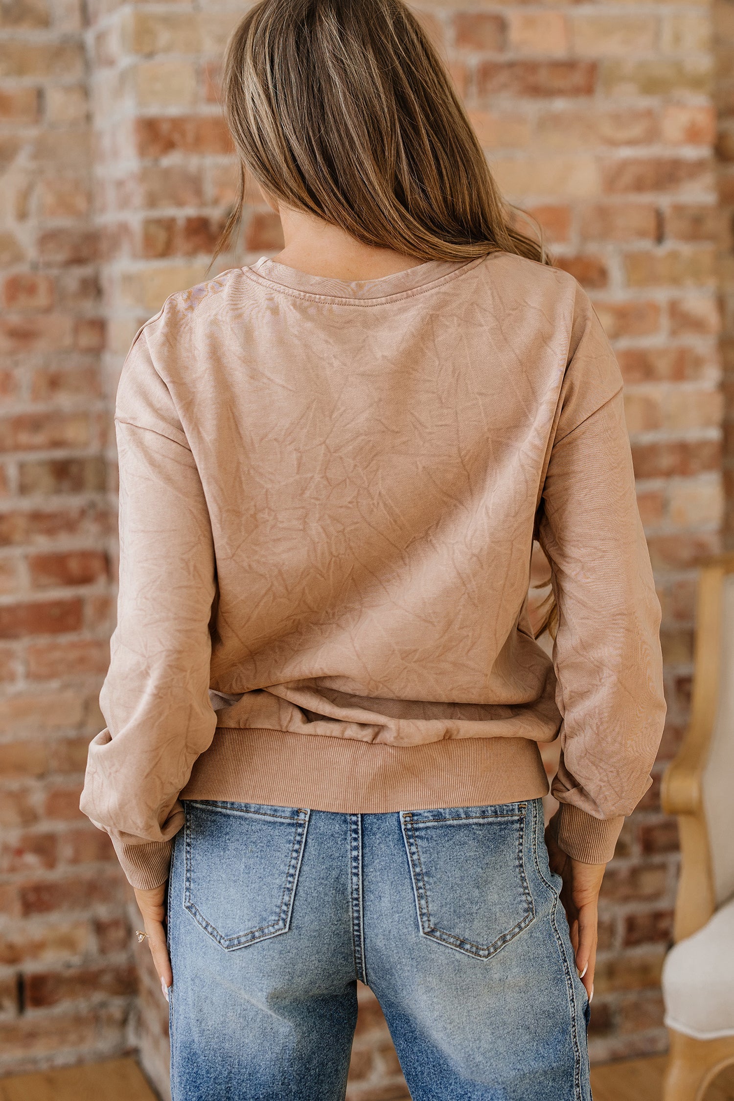 Saved by Grace Embroidered Mineral Wash Loose Sweatshirt