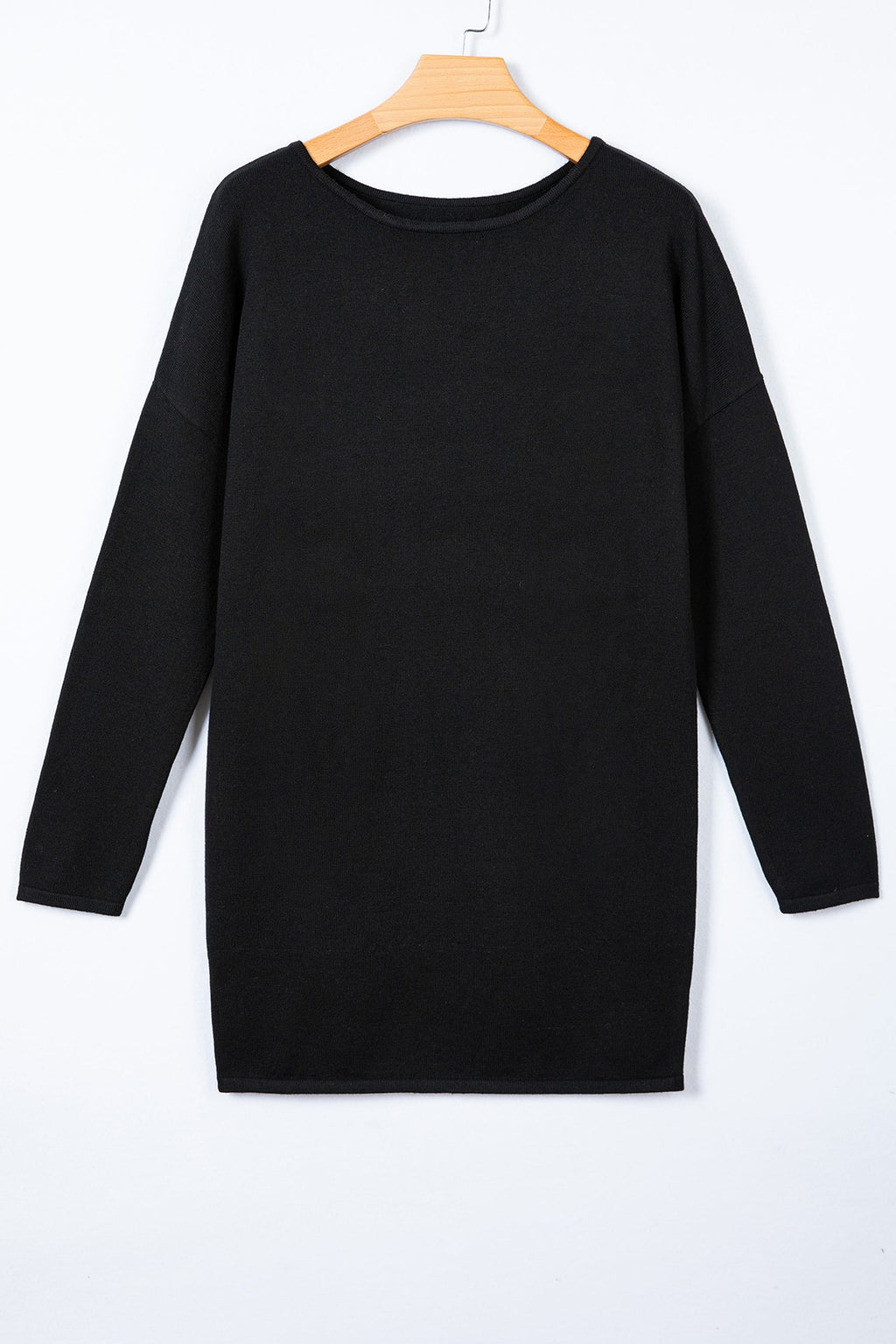 Solid Asymmetric Neck Sweater Mini Dress