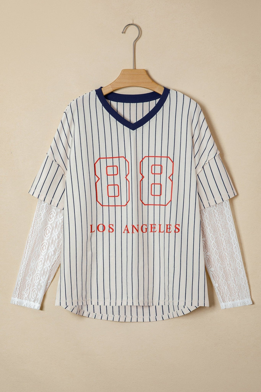 88 LOS ANGELES Stripe Lace Patchwork Top - Rooted & Reckless Co.