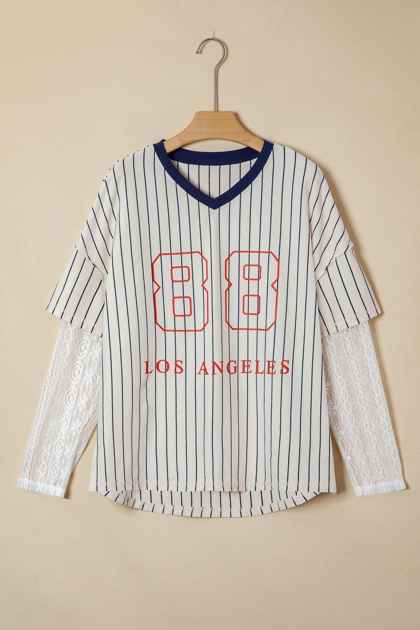 88 LOS ANGELES Stripe Lace Patchwork Top - Rooted & Reckless Co.