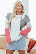 Colorblock Textured Knit Patchwork Top