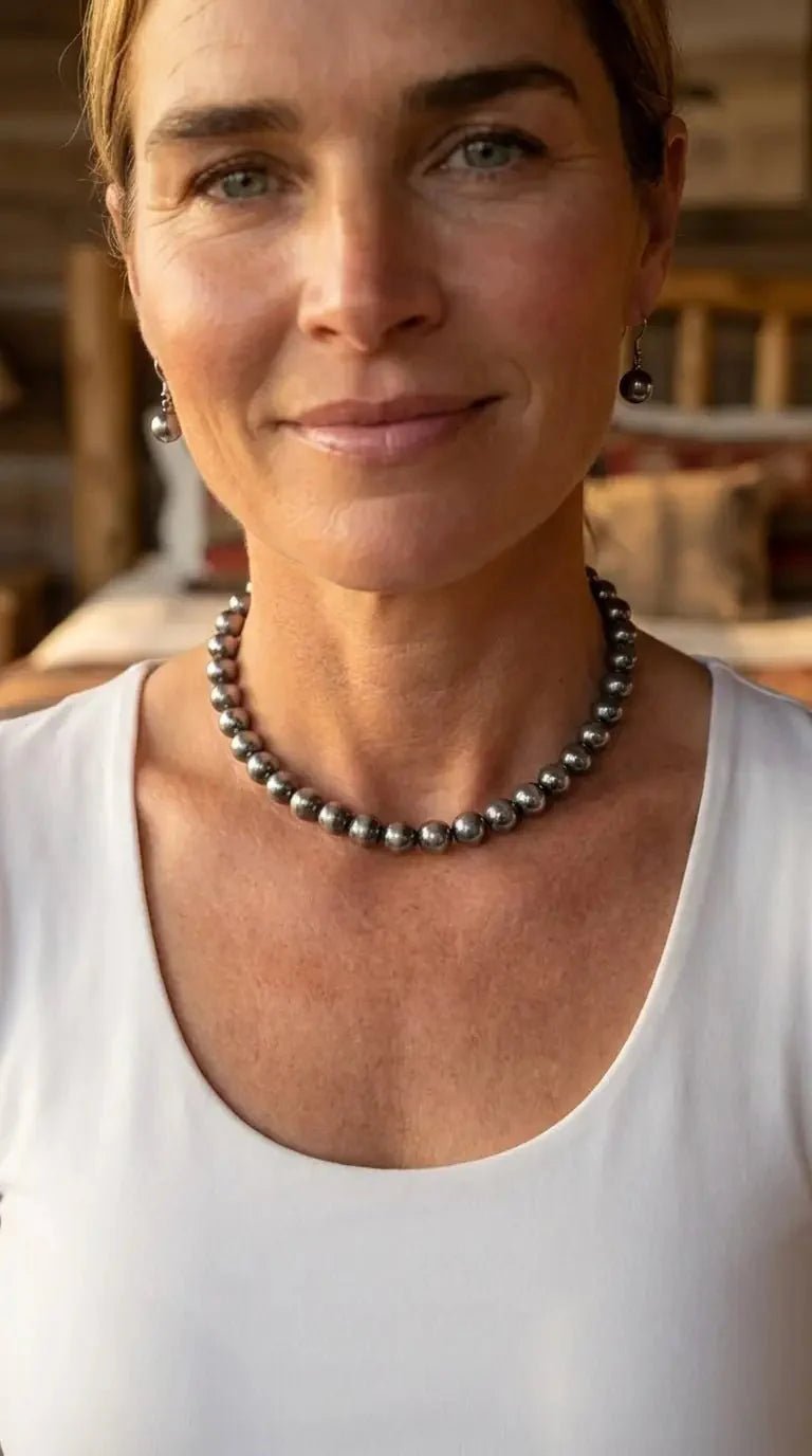 8mm Fashion Pearl Choker Necklace & Earring Set — Western Adjustable Set - Rooted & Reckless Co.