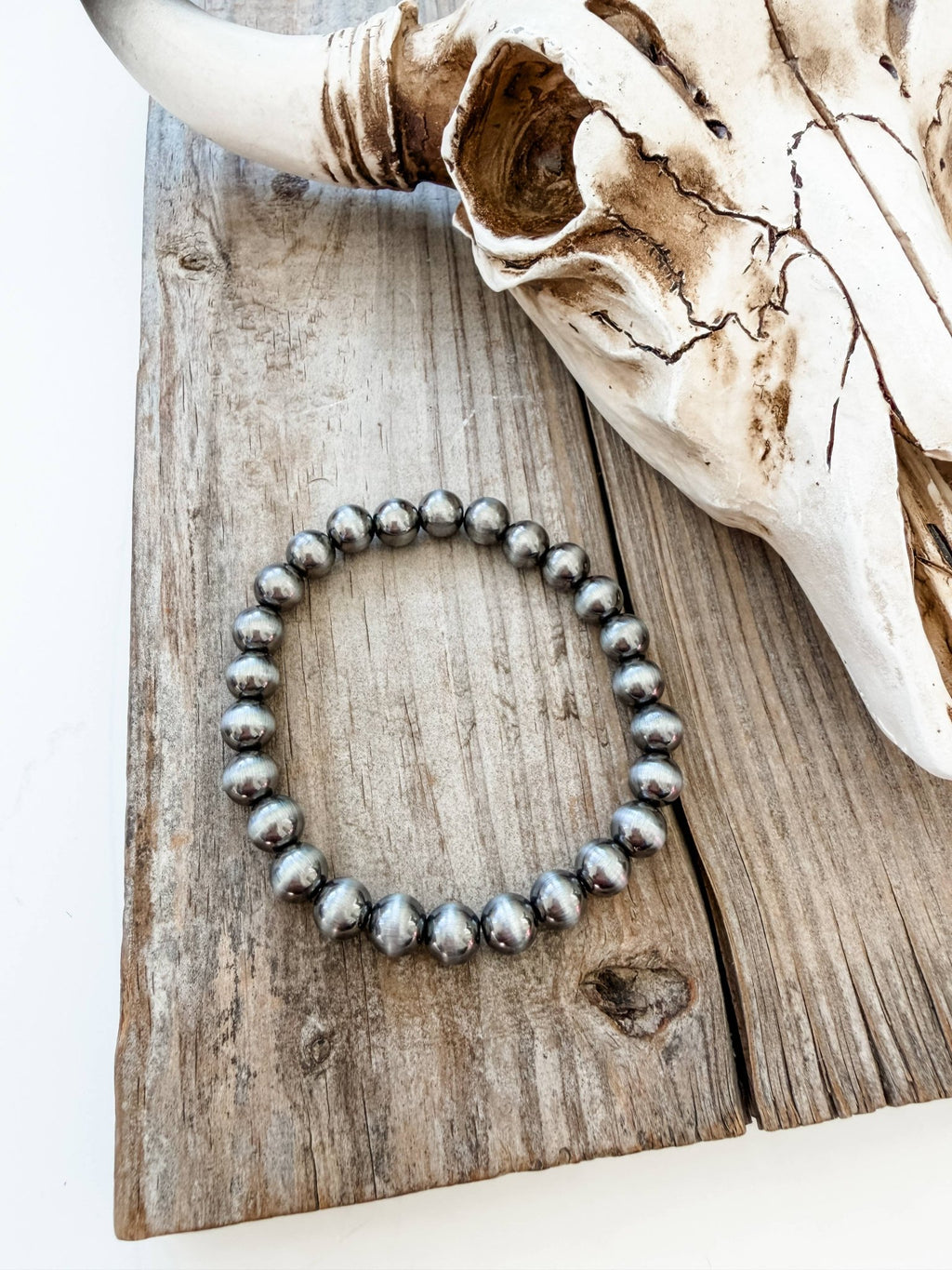 8mm Navajo Style Pearl Stretch Bracelet - Rooted & Reckless Co.