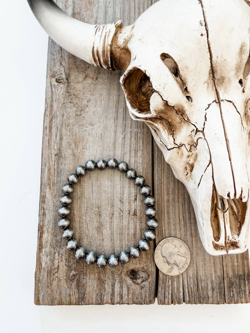 8mm Navajo Style Pearl Stretch Bracelet - Rooted & Reckless Co.