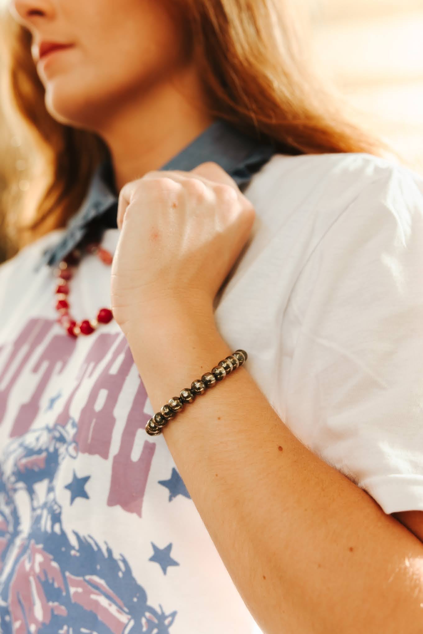 8mm Silver Beads Bracelet - Rooted & Reckless Co.