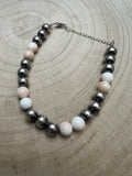 8mm Sterling Pearl Bracelet with Pink Conch — 6 inch - Rooted & Reckless Co.