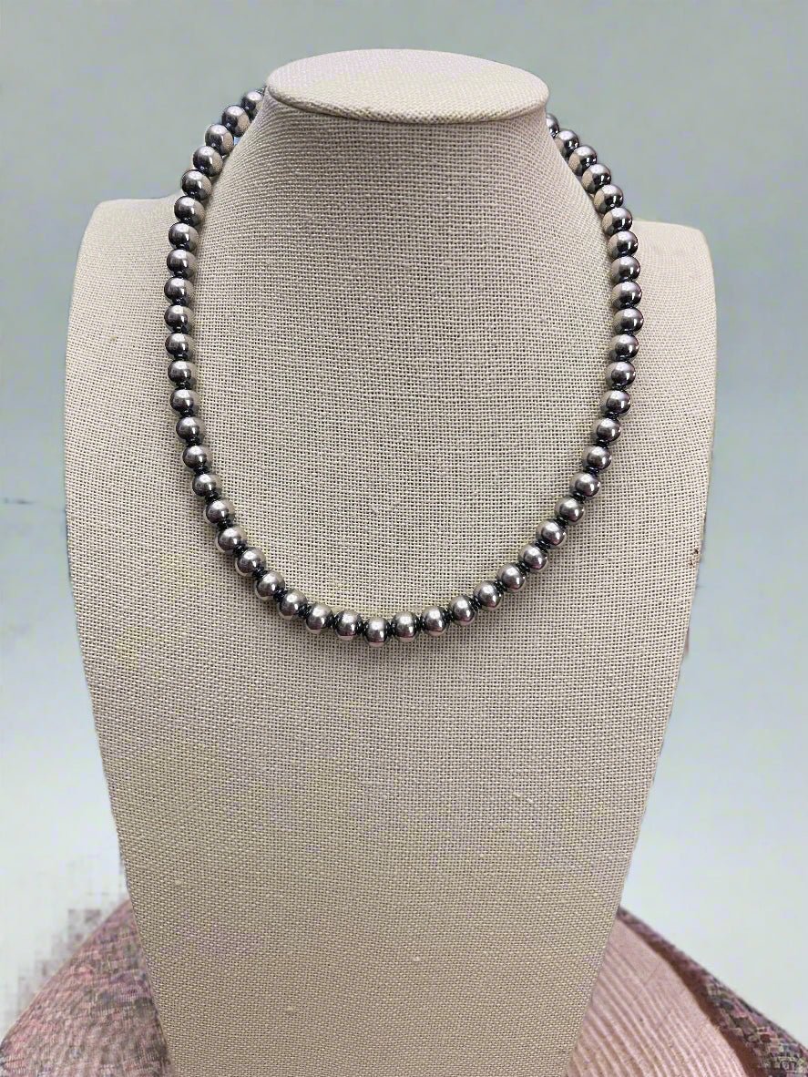 8mm Sterling Pearl Necklace — 16 inch - Rooted & Reckless Co.