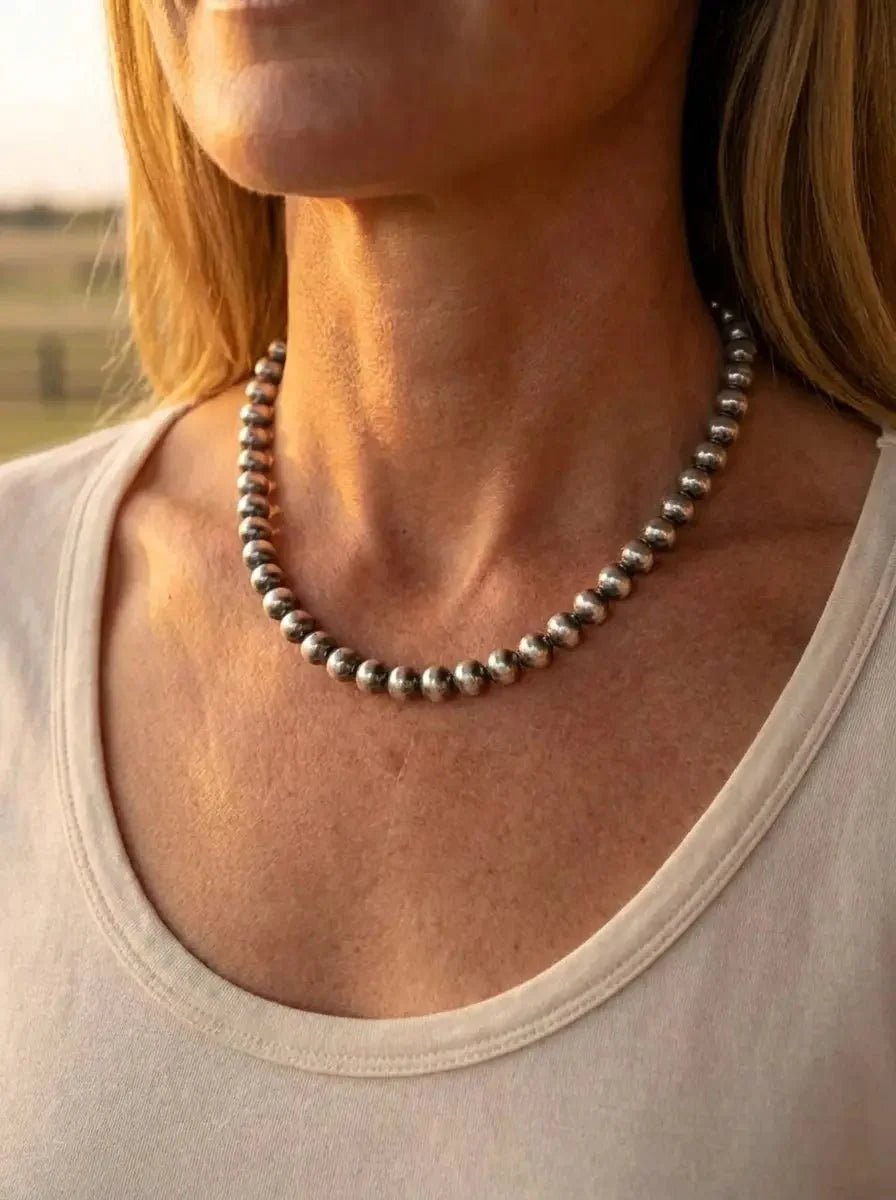 8mm Sterling Pearl Necklace — 16 inch - Rooted & Reckless Co.