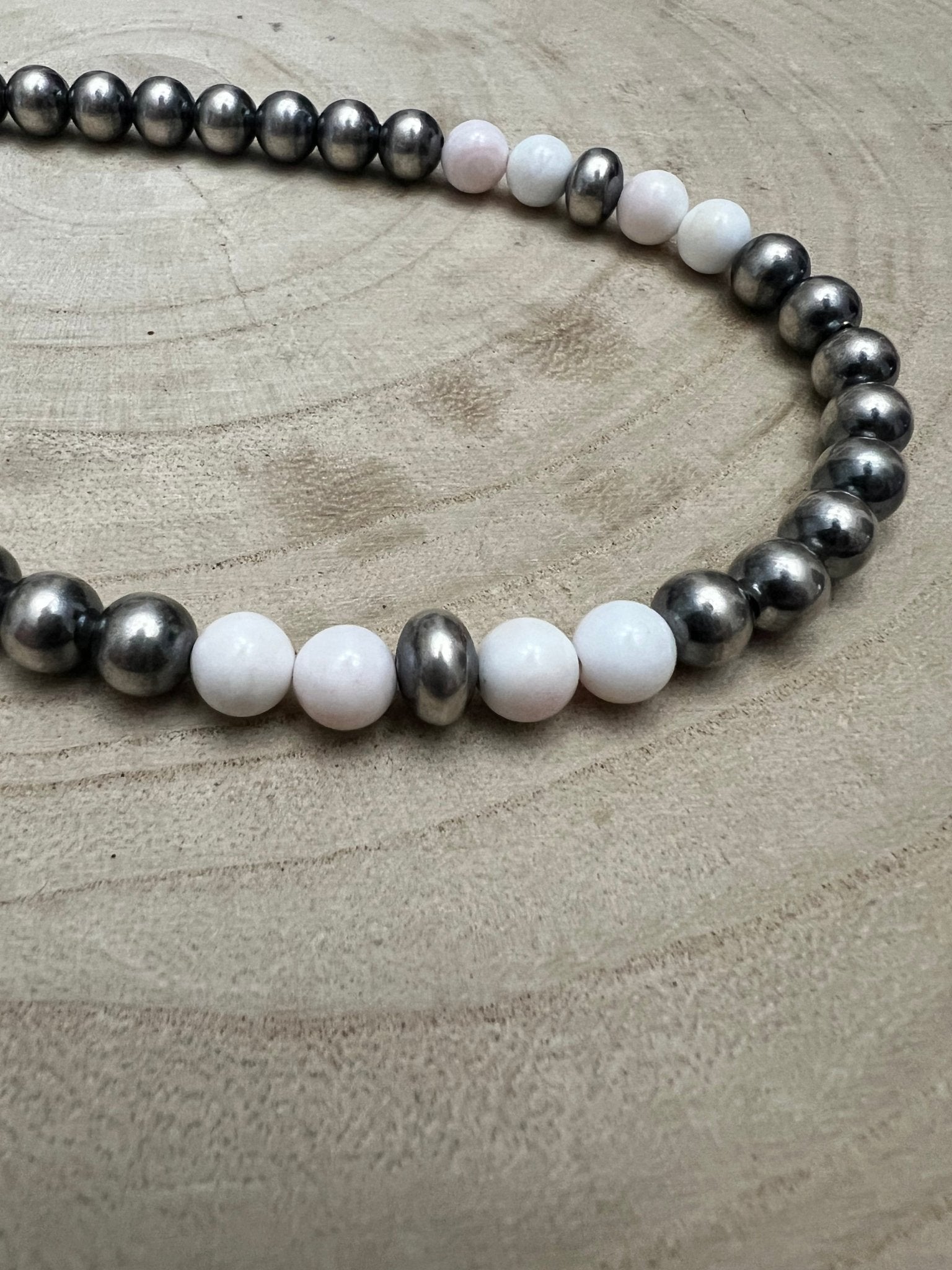 8mm Sterling Pearl, Saucer & Pink Conch Necklace — 19 inch - Rooted & Reckless Co.