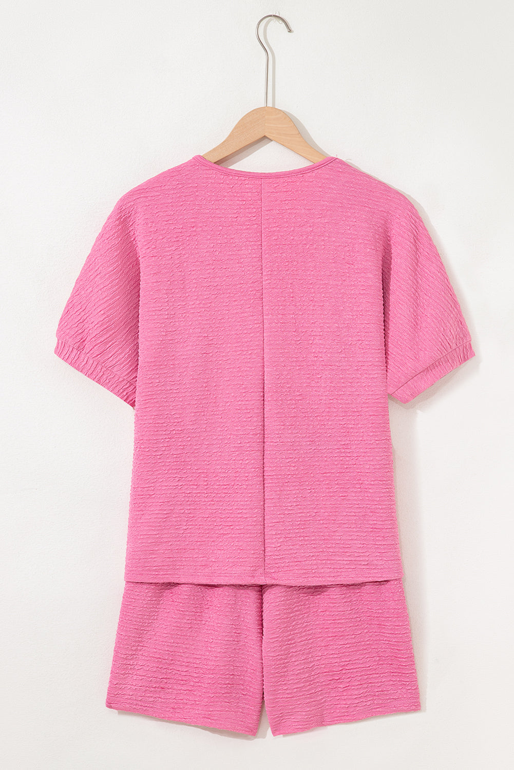 Solid Textured T-Shirt and Shorts Set