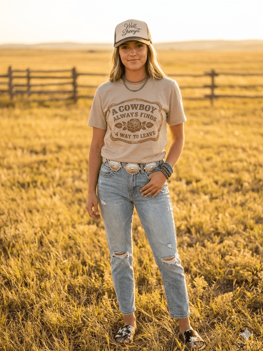 A Cowboy Always Finds A Way To Leave Graphic Tee - Rooted & Reckless Co.