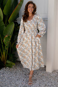 Floral Smocked Puff Sleeve Maxi Dress
