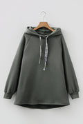 Solid Fleece Lined Drawstring Hoodie