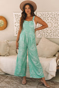 Abstract Bib Wide Leg Overall Jumpsuit - Rooted & Reckless Co.