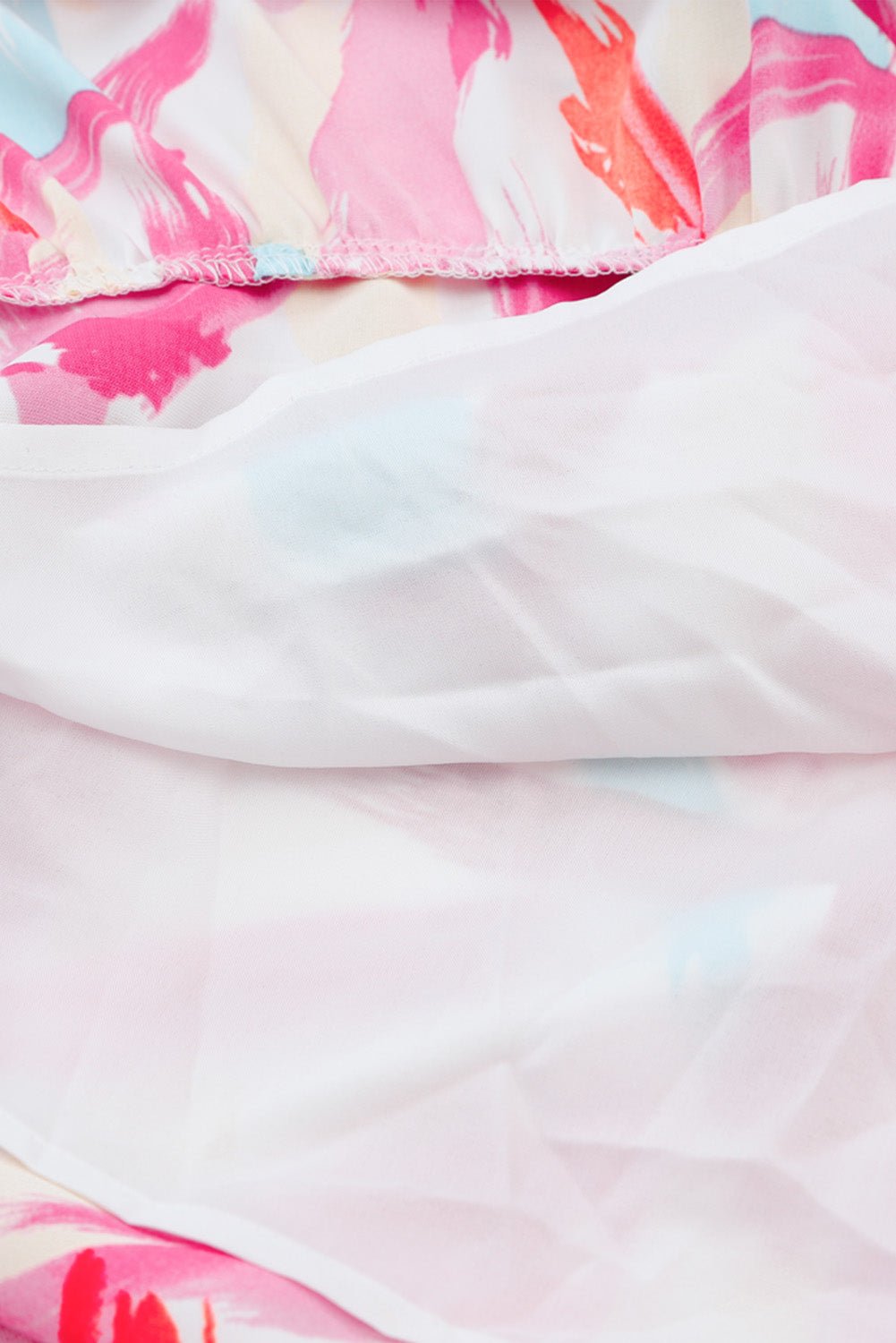 Abstract Brush Stroke Smocked Ruffle Tiered Dress - Rooted & Reckless Co.