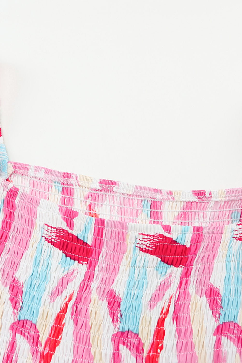 Abstract Brush Stroke Smocked Ruffle Tiered Dress - Rooted & Reckless Co.