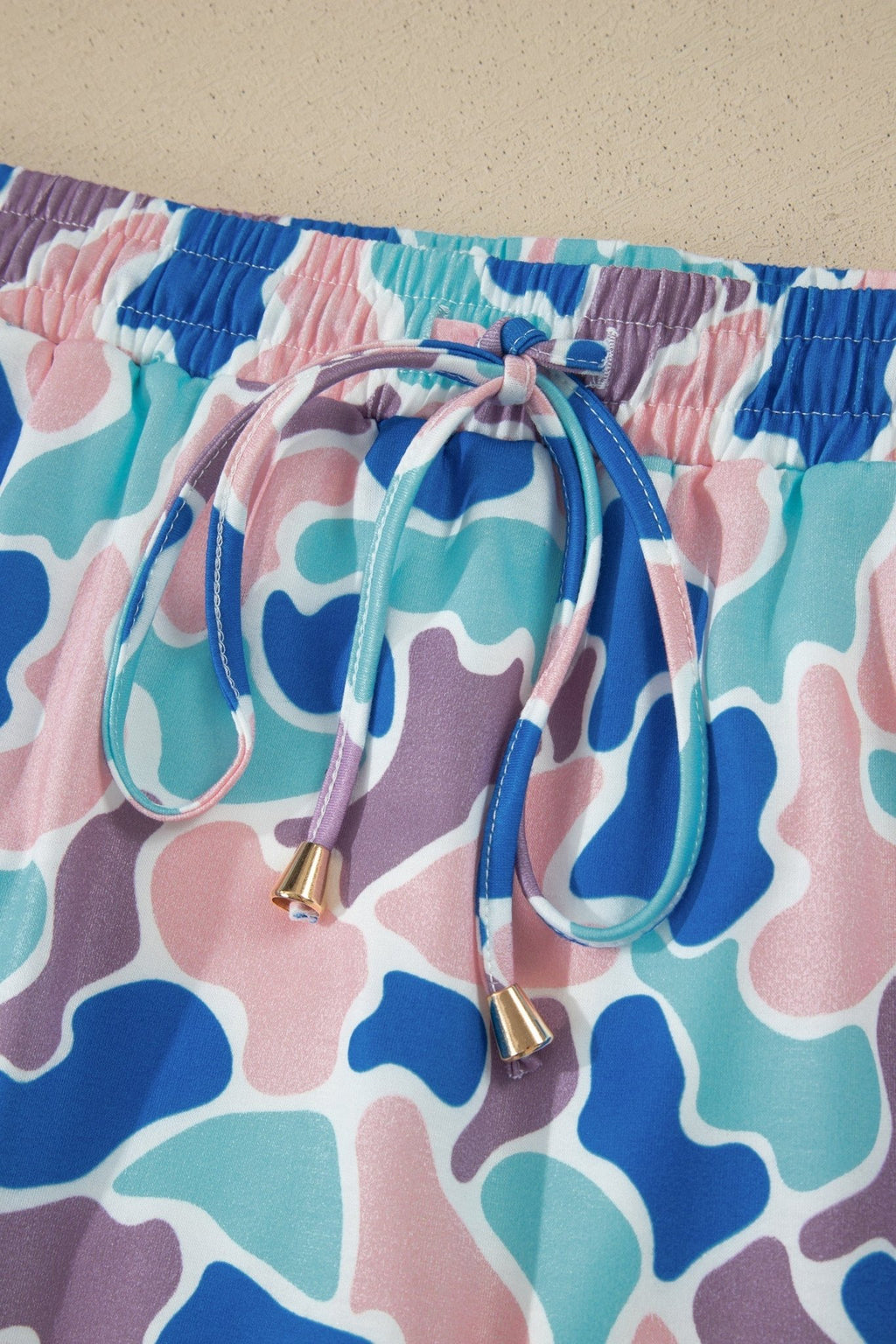 Abstract Camo Elastic Waist Drawstring Mini Skort - Rooted & Reckless Co.