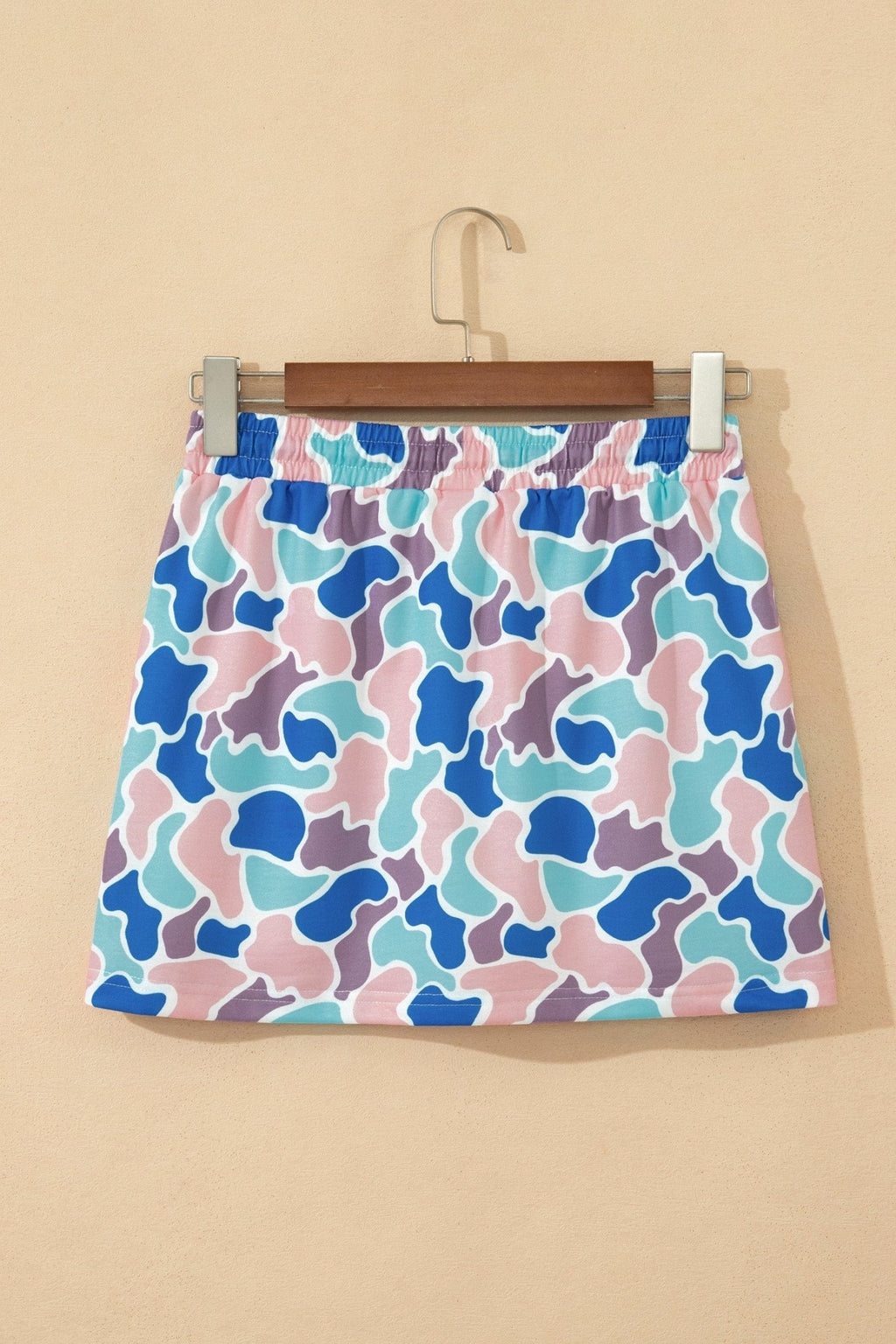 Abstract Camo Elastic Waist Drawstring Mini Skort - Rooted & Reckless Co.