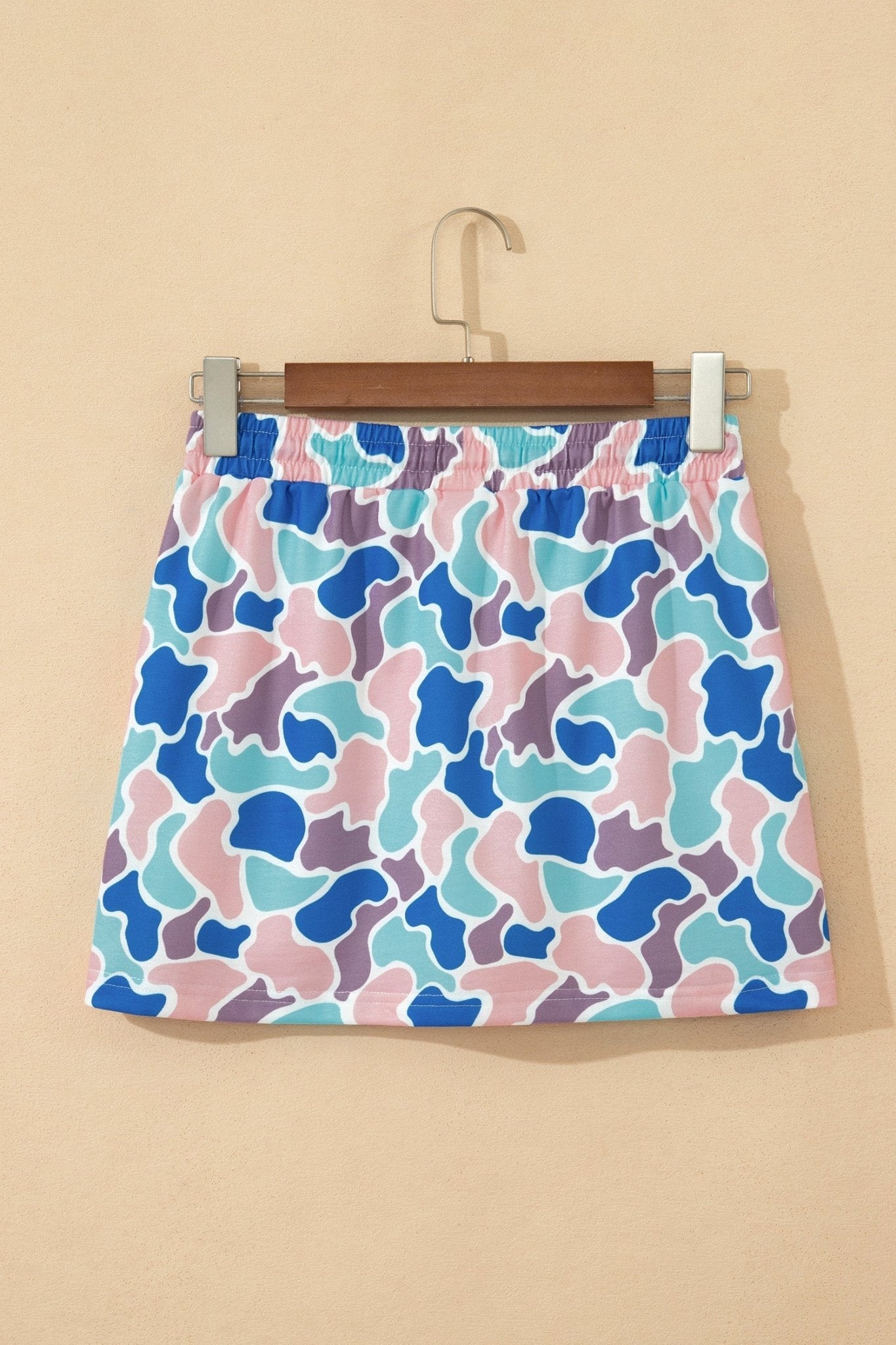 Abstract Camo Elastic Waist Drawstring Mini Skort - Rooted & Reckless Co.