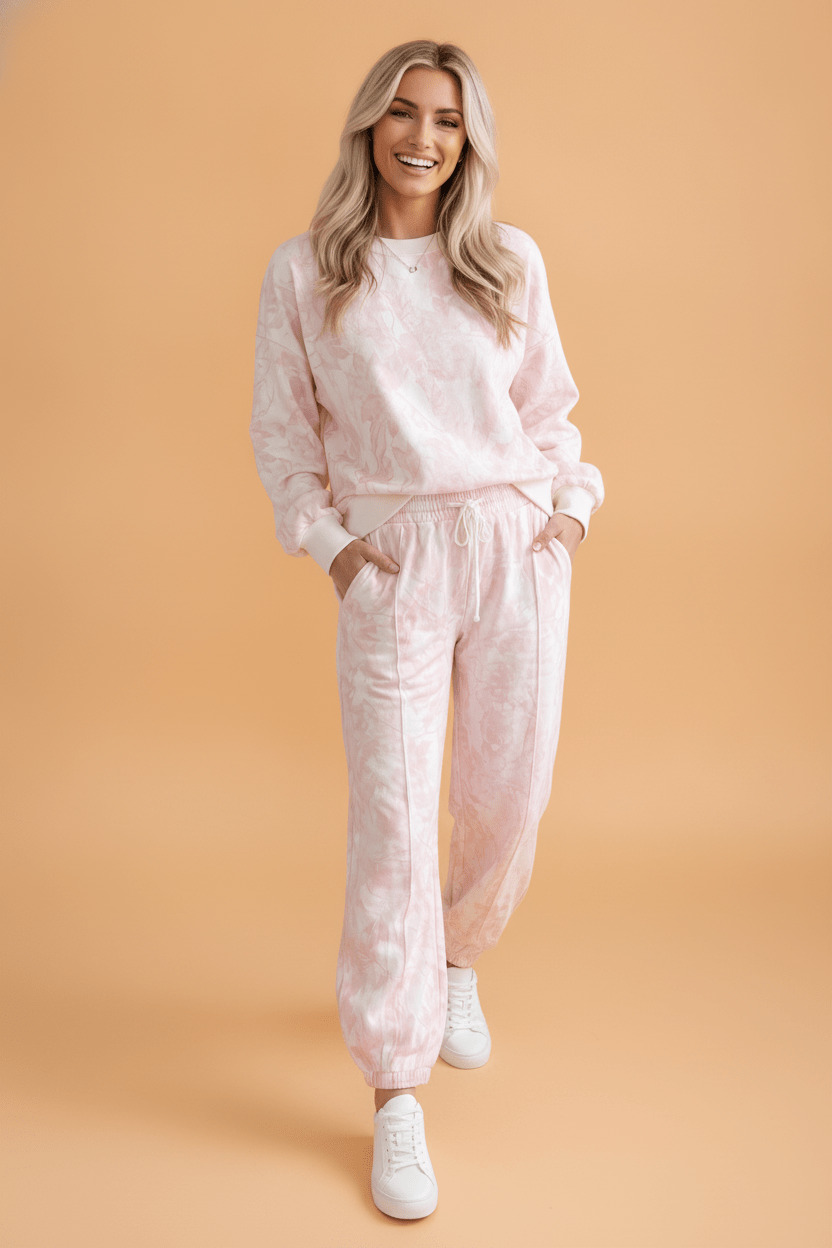 Abstract Camo Long Sleeve Top & Drawstring Pants Set - Rooted & Reckless Co.