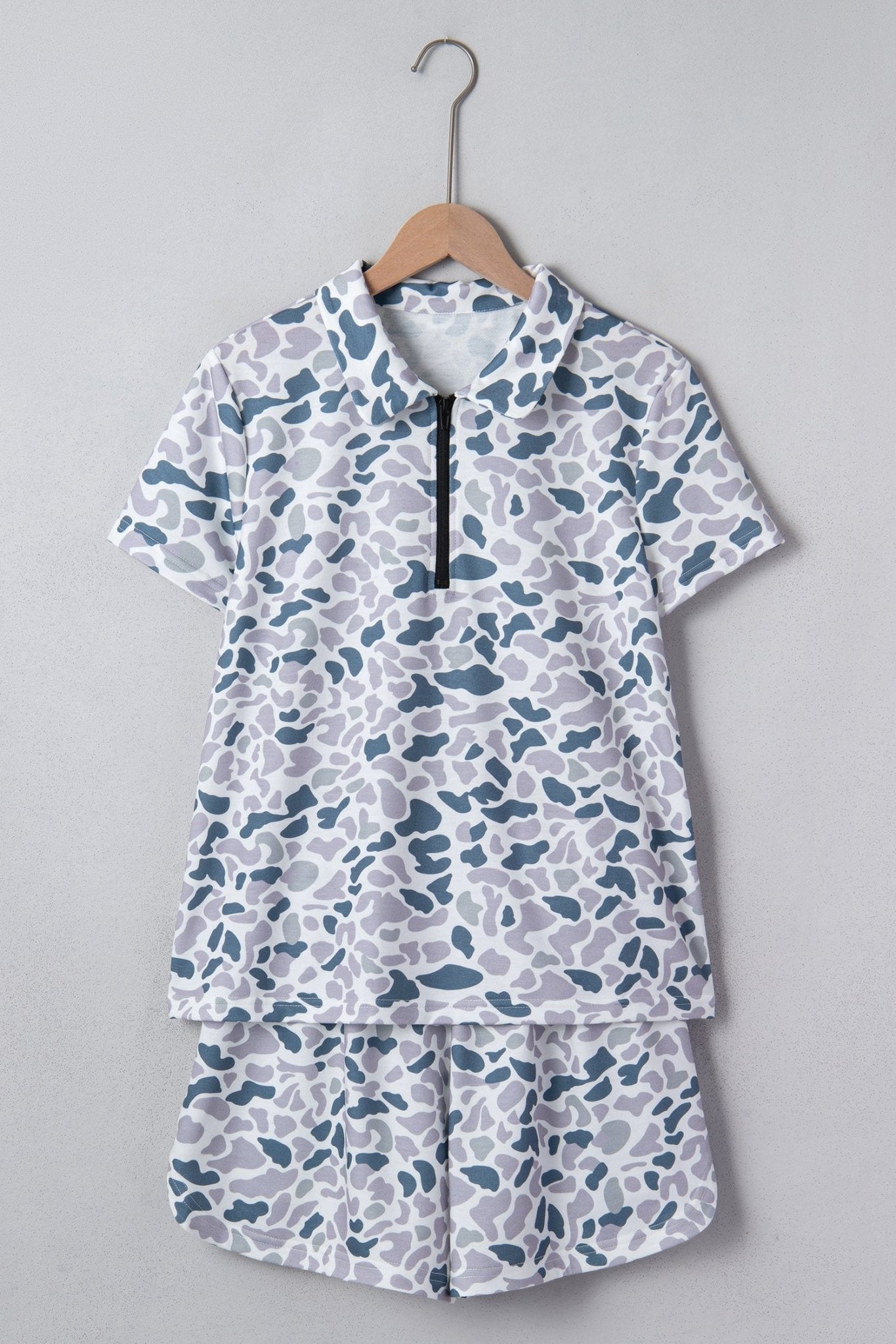 Abstract Camo Polo Collar T-Shirt & Shorts Set - Rooted & Reckless Co.