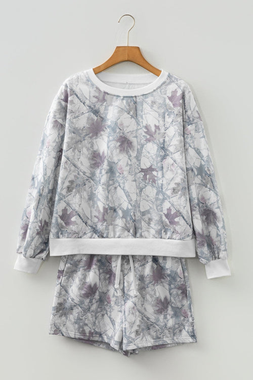 Abstract Camo Pullover & Drawstring Shorts Set - Rooted & Reckless Co.