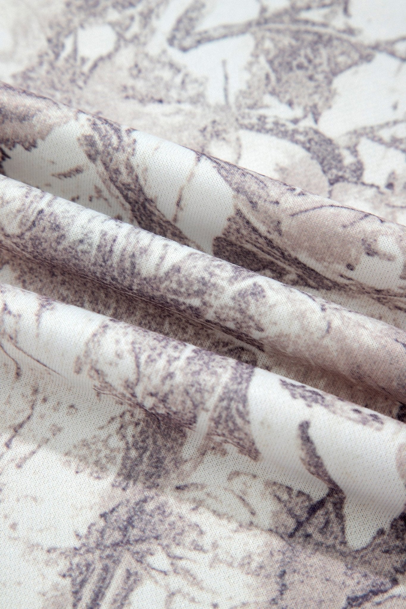 Abstract Camo Ribbed Trim Kangaroo Pocket Hoodie - Rooted & Reckless Co.