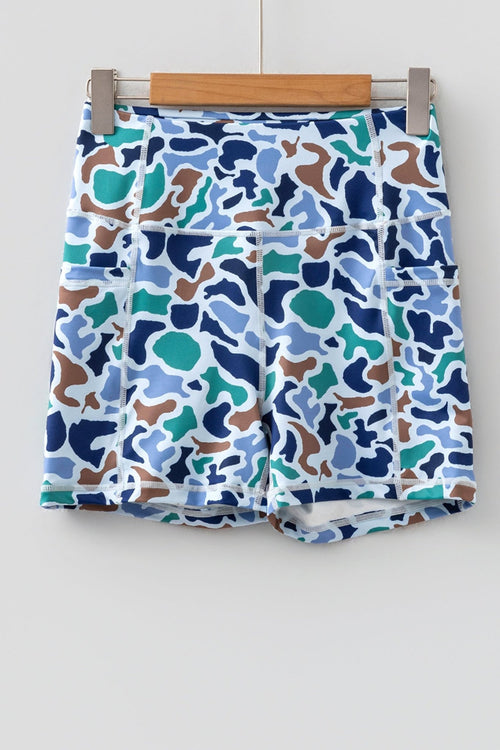Abstract Camo Side Pocket Biker Shorts - Rooted & Reckless Co.
