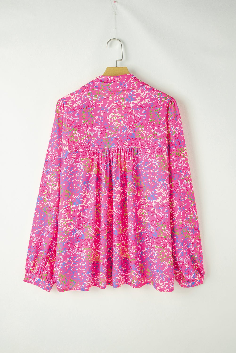 Abstract Collared V-Neck Babydoll Blouse - Rooted & Reckless Co.