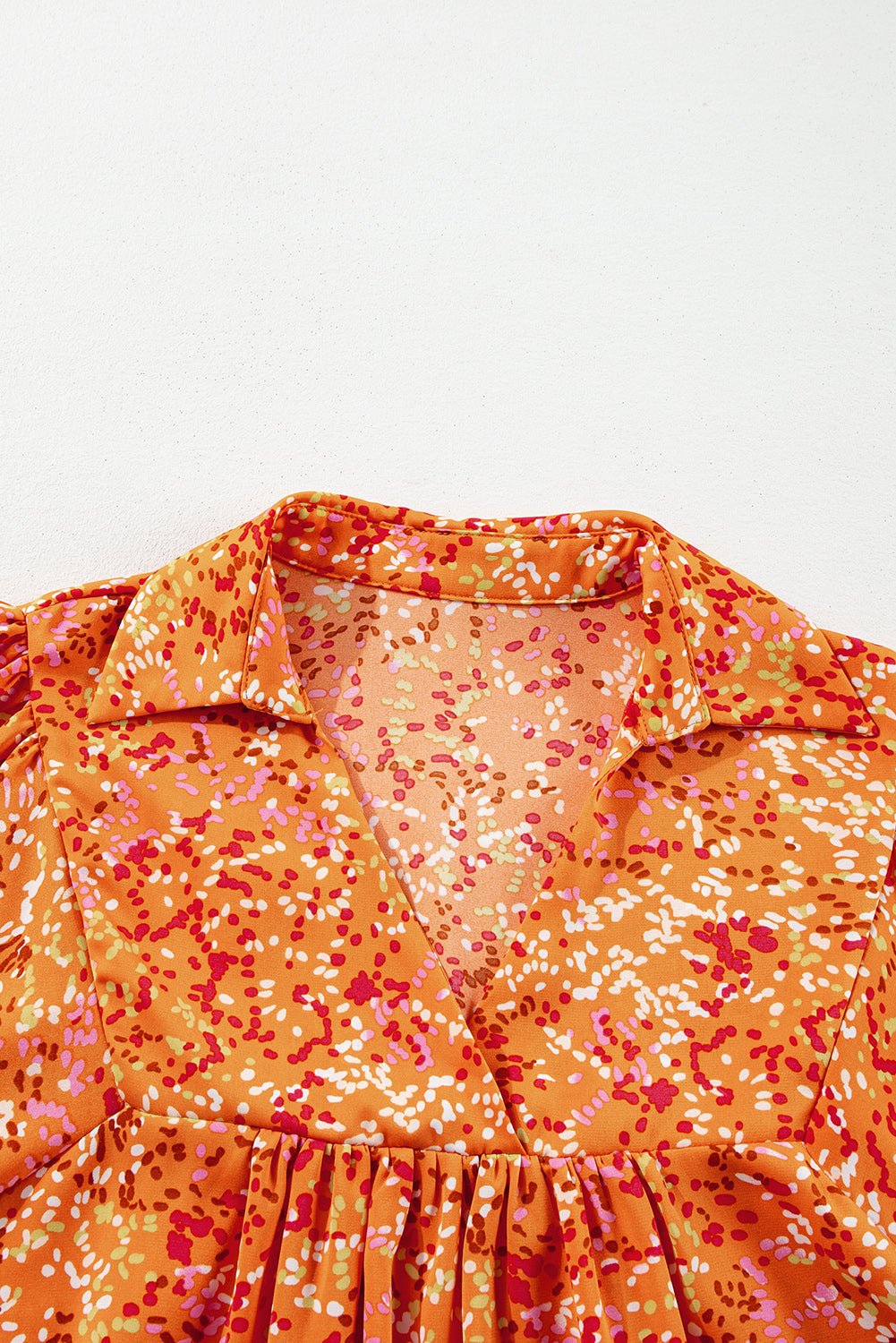 Abstract Collared V-Neck Babydoll Blouse - Rooted & Reckless Co.