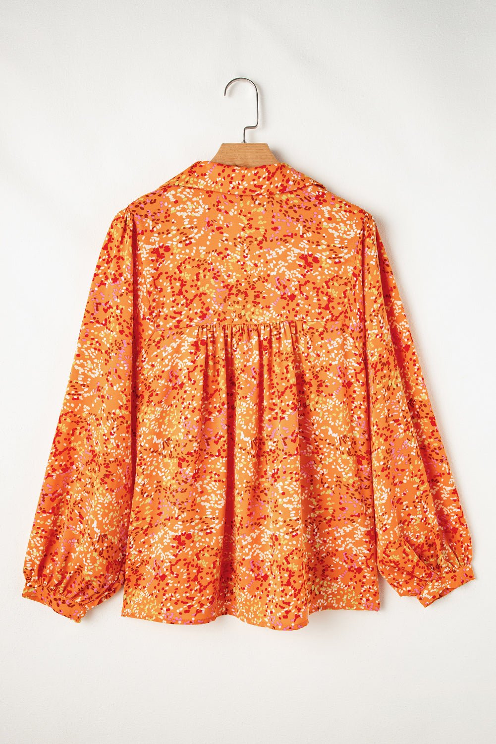 Abstract Collared V-Neck Babydoll Blouse - Rooted & Reckless Co.