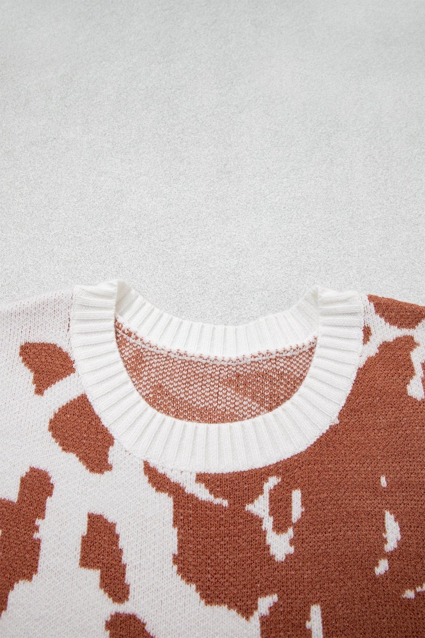 Abstract Cow Drop Shoulder Long Sleeve Sweater - Rooted & Reckless Co.