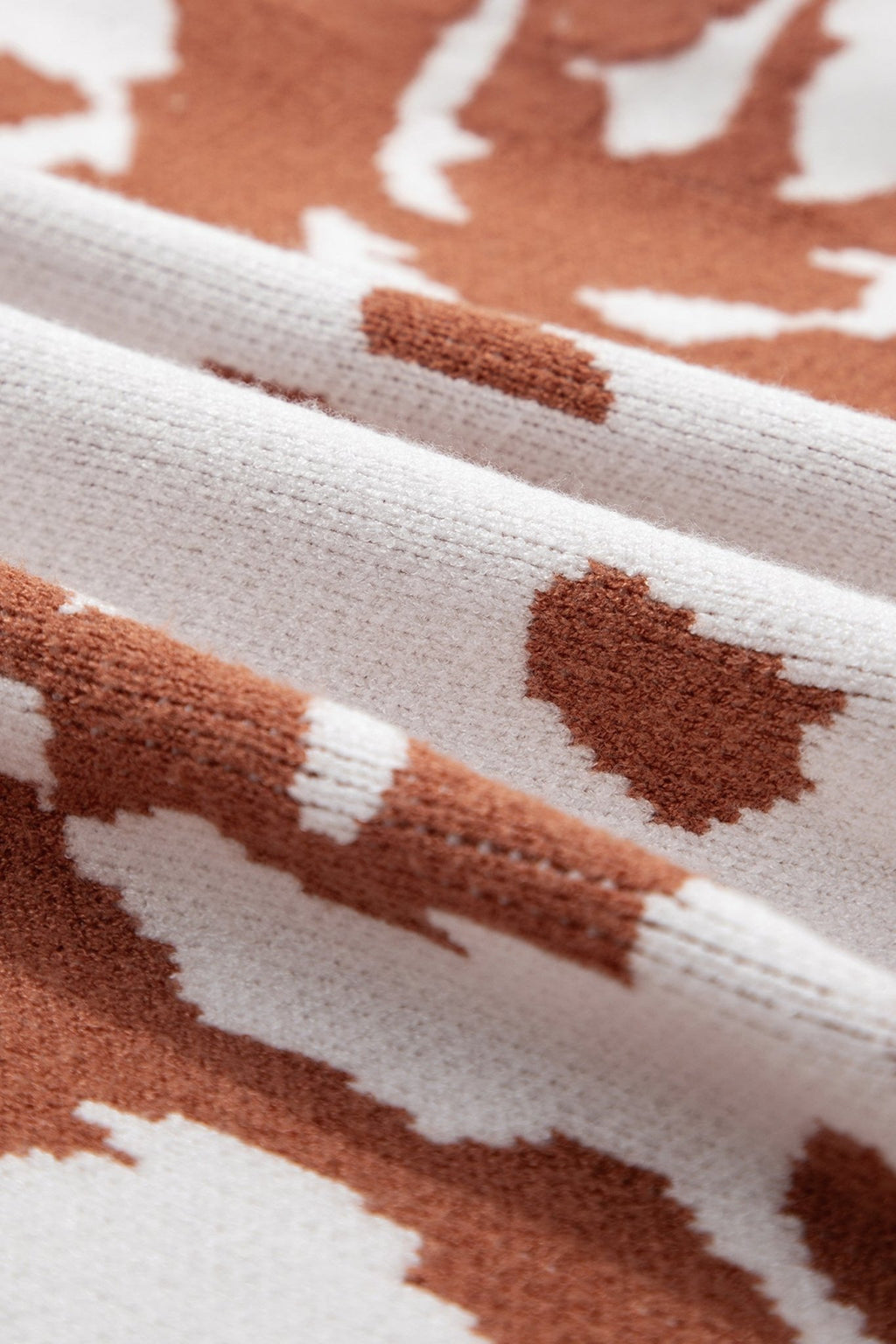 Abstract Cow Drop Shoulder Long Sleeve Sweater - Rooted & Reckless Co.