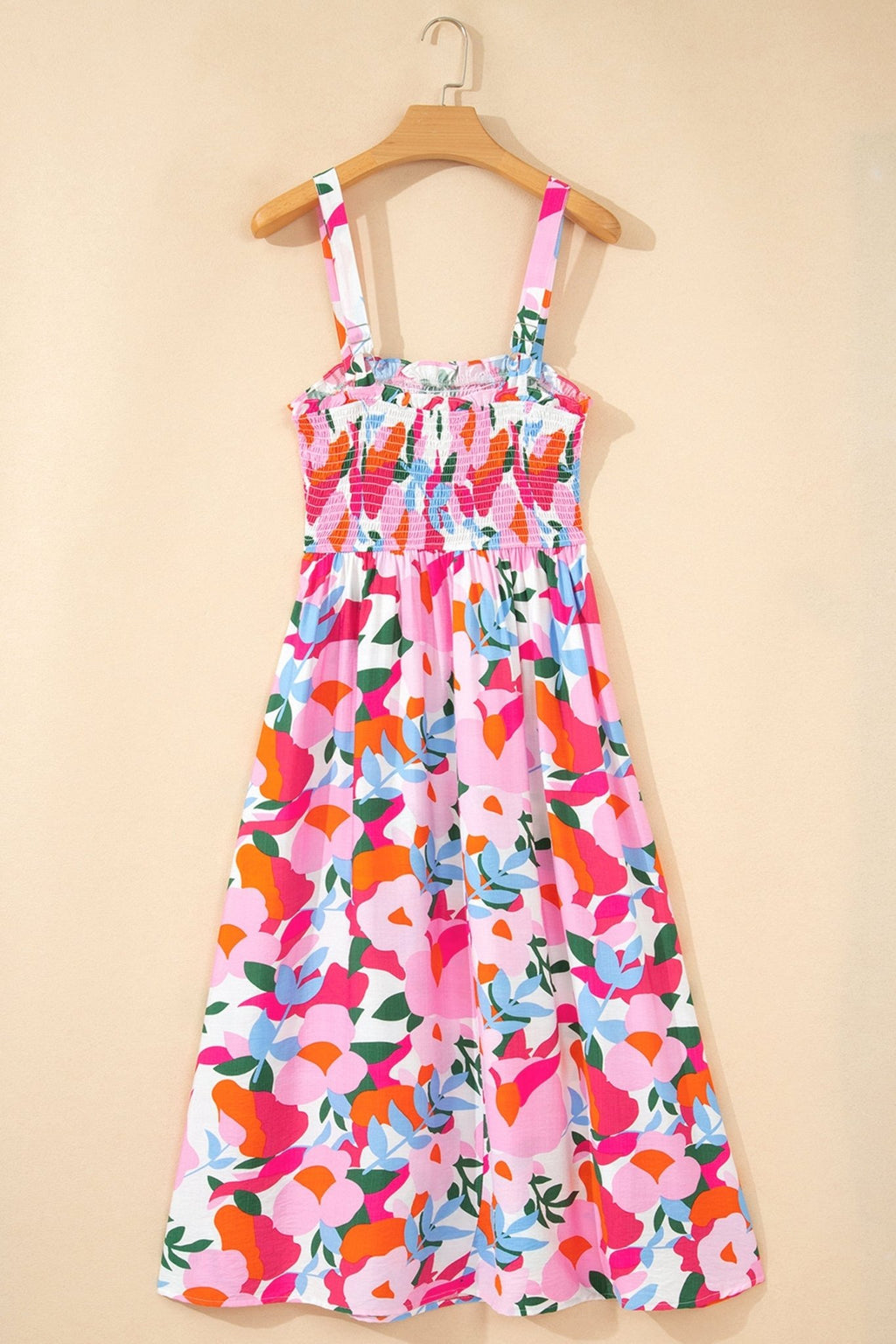 Abstract Floral Smocked High Waist Maxi Sundress - Rooted & Reckless Co.