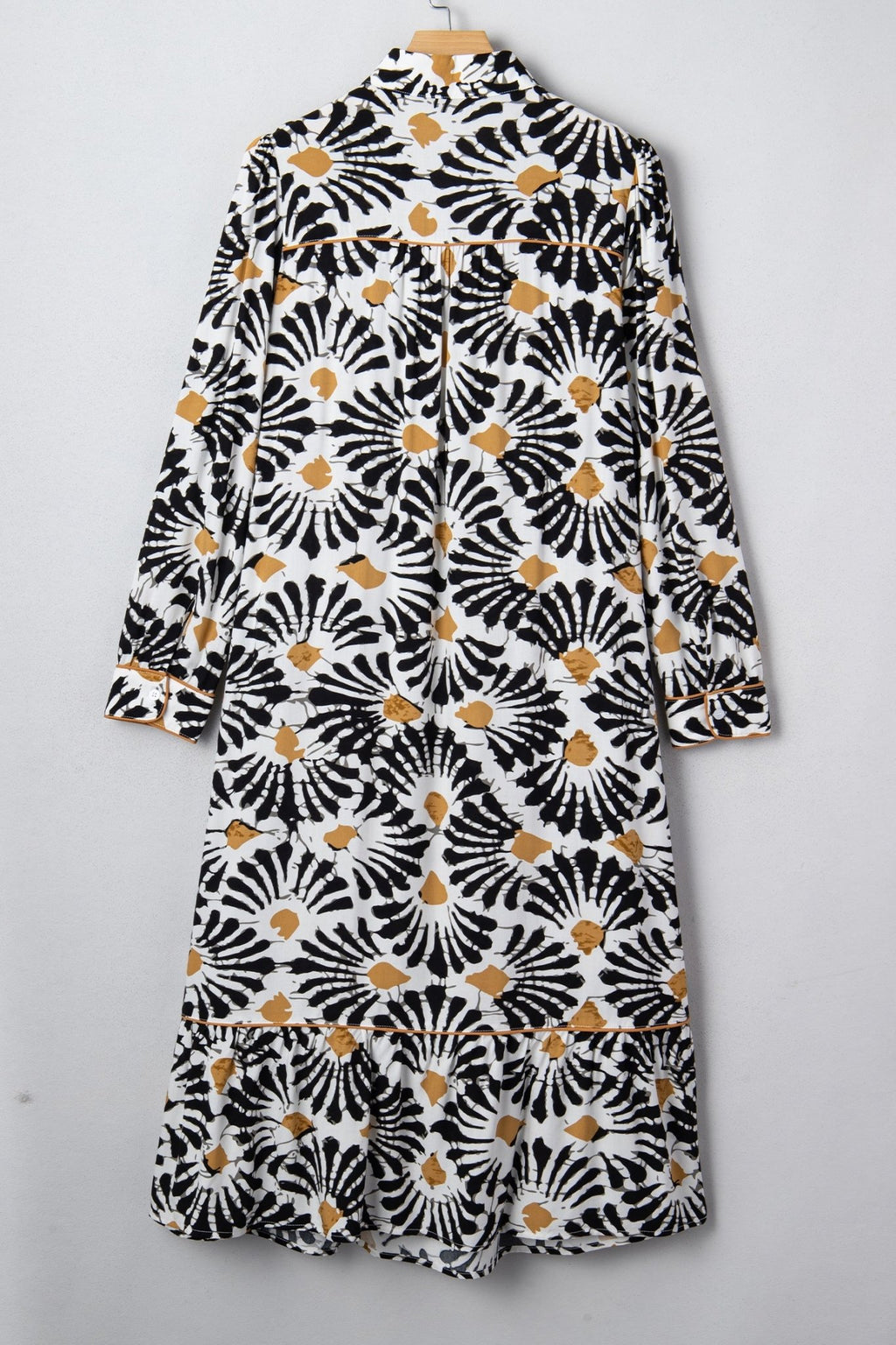 Abstract Floral V-Neck Long Sleeve Maxi Dress - Rooted & Reckless Co.