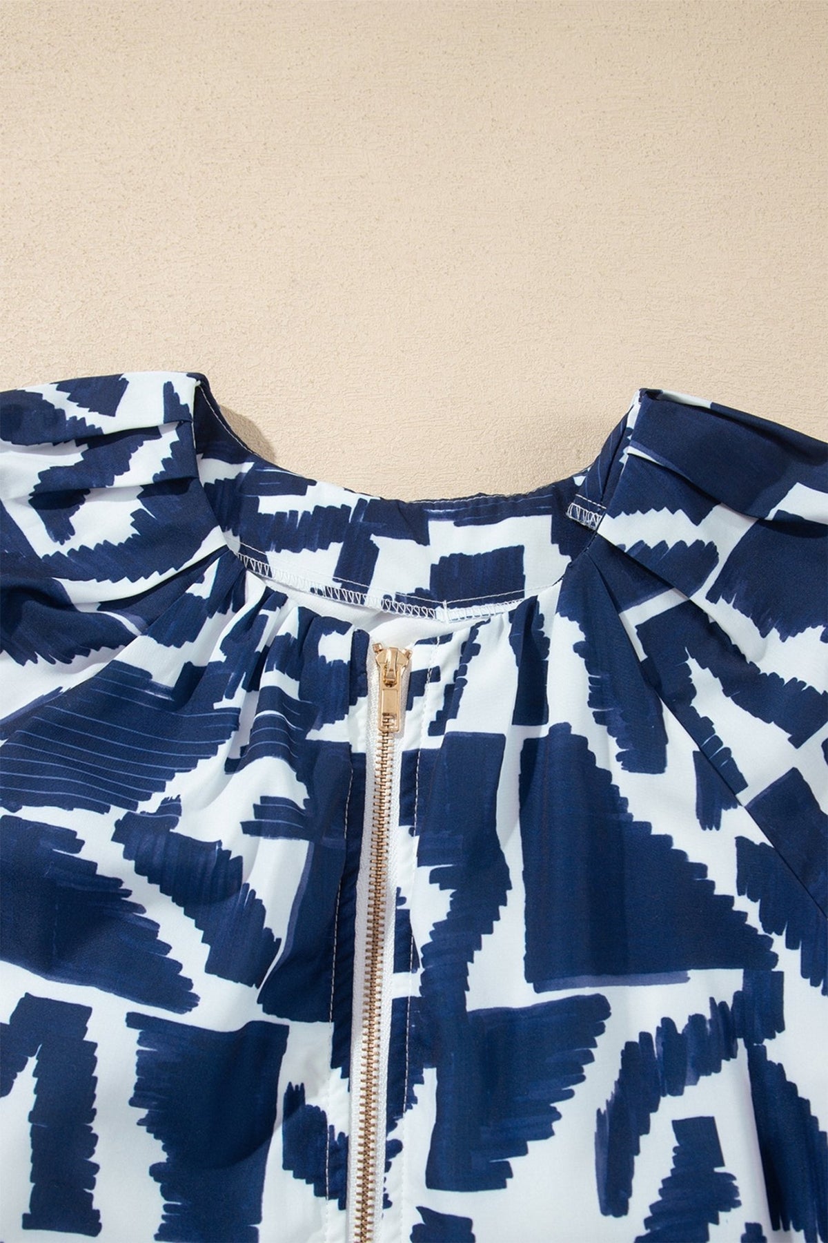 Abstract Geometric Zip Front Tie Waist Shift Dress - Rooted & Reckless Co.