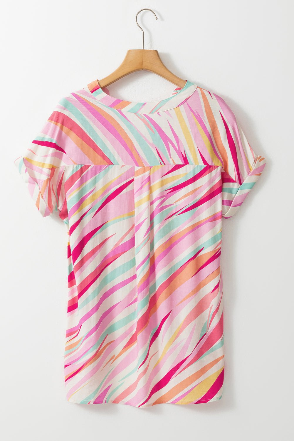 Abstract High Low Short Sleeve Blouse - Rooted & Reckless Co.