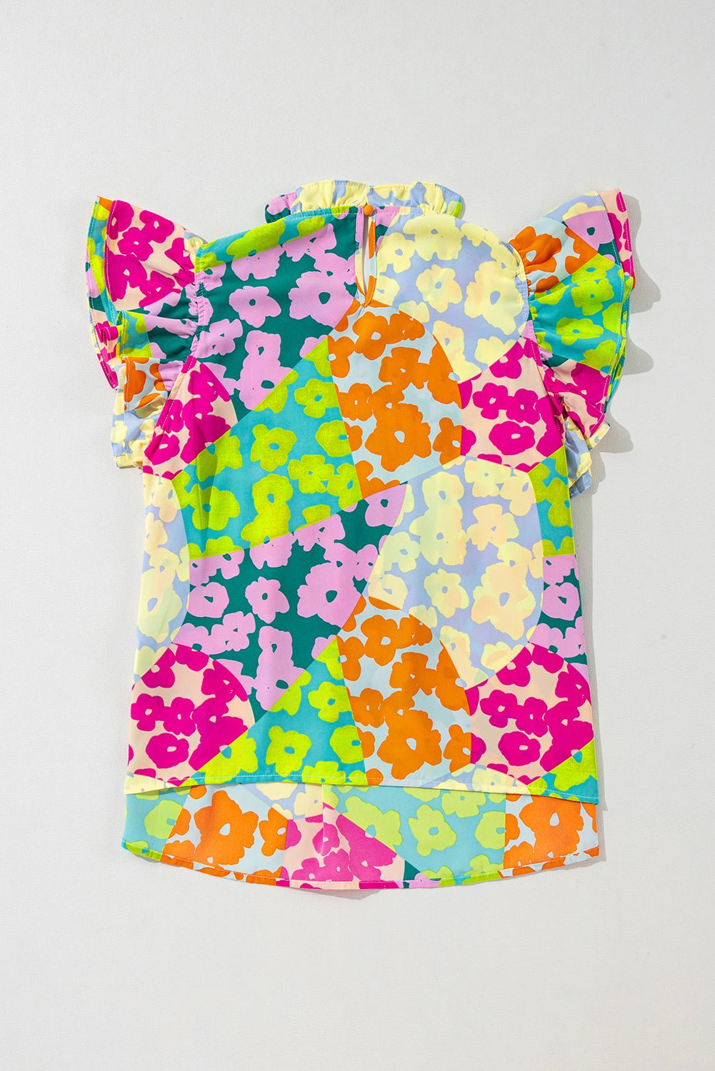 Abstract Leopard Pleated Flutter Sleeve Blouse - Rooted & Reckless Co.