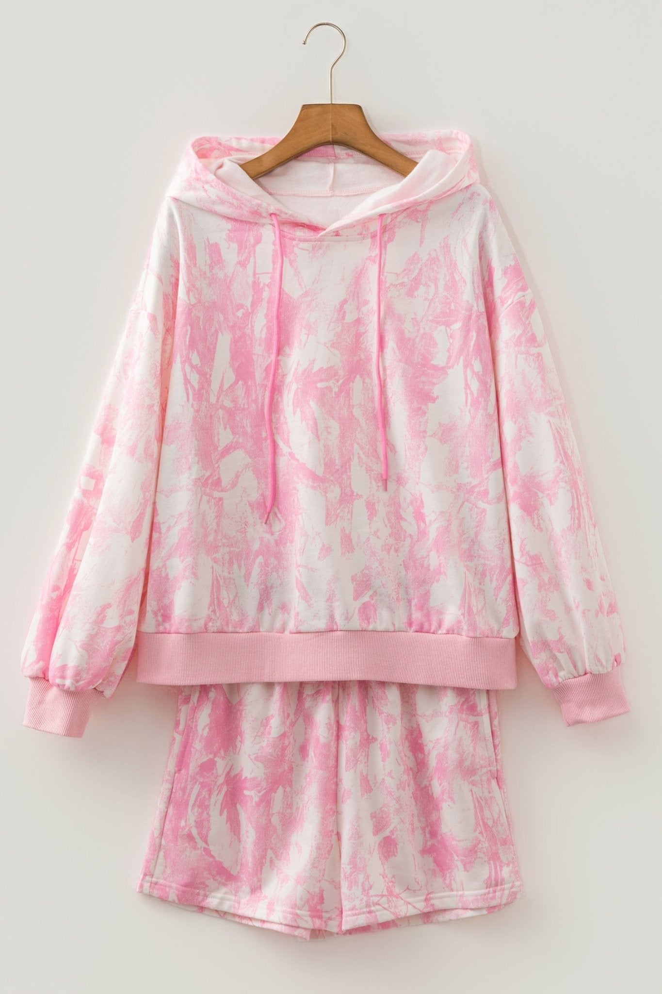 Abstract Loose Hoodie Sweatshirt & Slim Shorts Set - Rooted & Reckless Co.