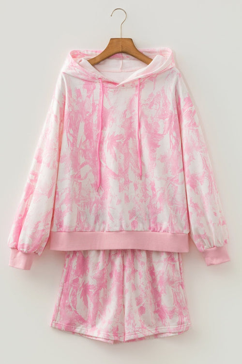 Abstract Loose Hoodie Sweatshirt & Slim Shorts Set - Rooted & Reckless Co.
