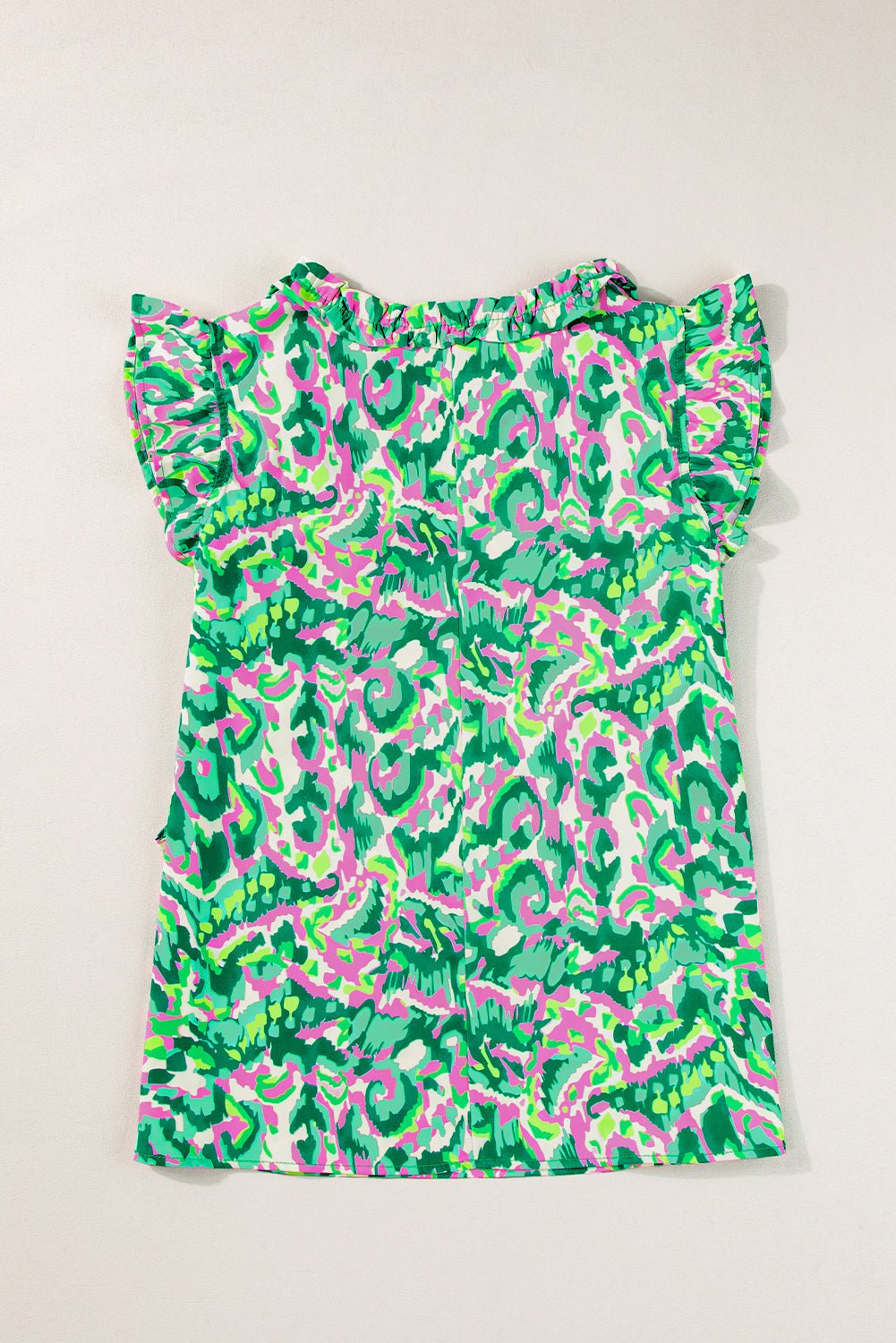 Abstract Ruffle Trim Tied Neck Tank Top - Rooted & Reckless Co.