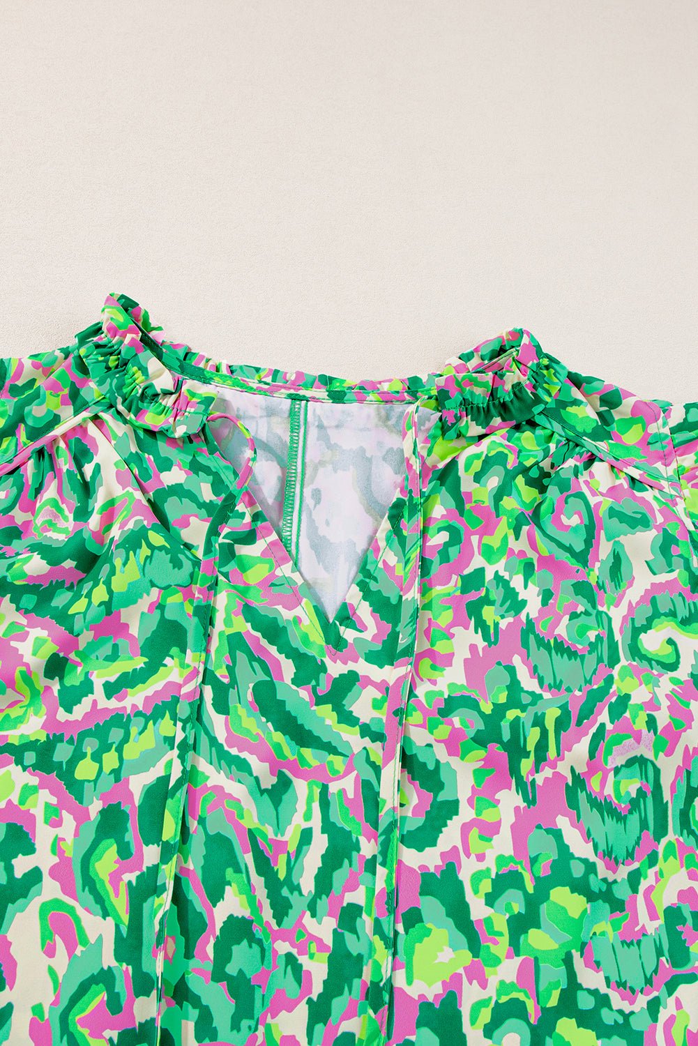 Abstract Ruffle Trim Tied Neck Tank Top - Rooted & Reckless Co.