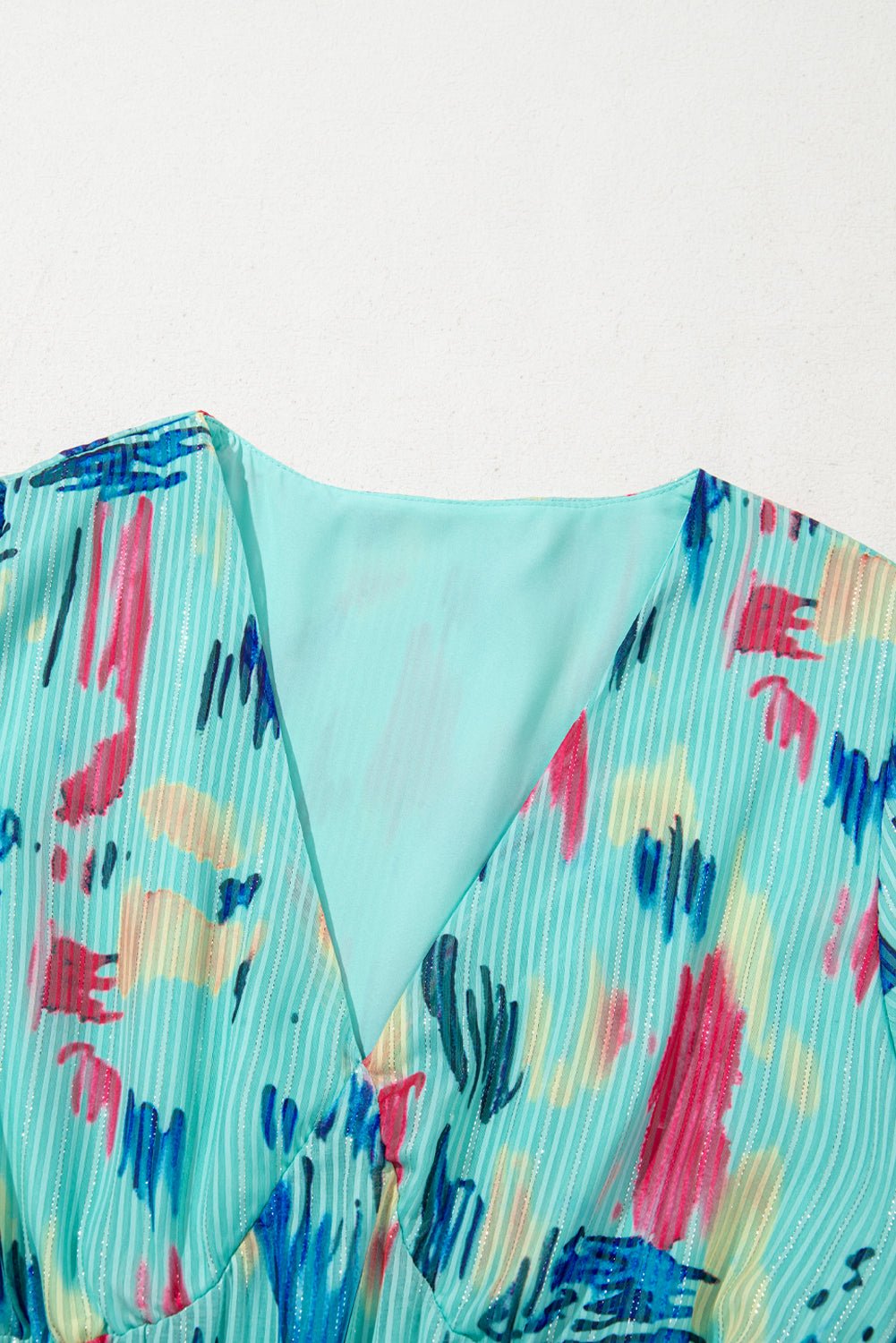 Abstract Short Puff Sleeve Tiered Maxi Dress - Rooted & Reckless Co.